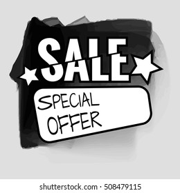 Grunge ink design big sale stickers. Catching signage. Vector illustrations for online shopping, product promotions, website and mobile website badges, ads, print material.