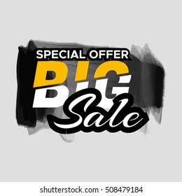 Grunge ink design big sale stickers. Catching signage. Vector illustrations for online shopping, product promotions, website and mobile website badges, ads, print material.