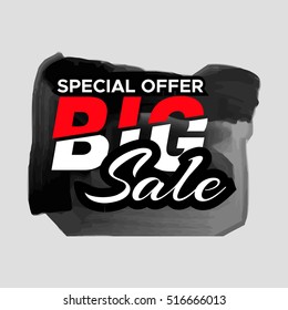Grunge ink design big sale stickers. Catching signage. Vector illustrations for online shopping, product promotions, website and mobile website badges, ads, print material.