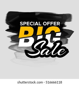 Grunge ink design big sale stickers. Catching signage. Vector illustrations for online shopping, product promotions, website and mobile website badges, ads, print material.