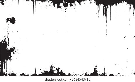 Grunge Ink Drip Frame with Textured Border on White Background