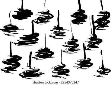 Grunge Ink Dry Brush Abstract Background