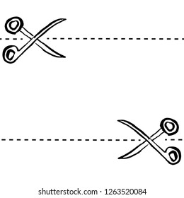 Grunge ink hand drawn scissors seamless pattern. Vector illustration.