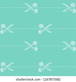 Grunge ink hand drawn scissors seamless pattern. Vector illustration.