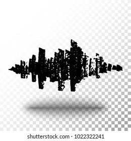 Grunge ink hand drawn vector texture on transparent background.