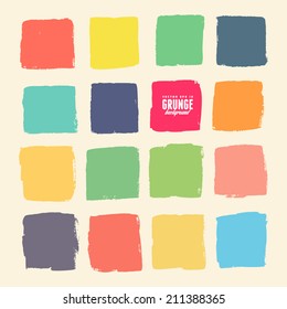 Grunge ink hand-drawn colorful squares