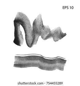 Grunge ink pen - vector Brush Stroke.Distressed quill. Black Modern Textured pen Stroke.

