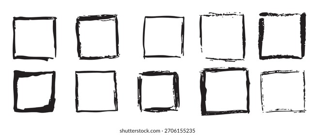 grunge ink rectangle square paint border with rough edges 