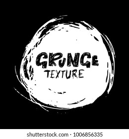 Grunge ink round brush strokes. Freehand black brushes. Handdrawn dry brush black smears. Modern vector illustration.