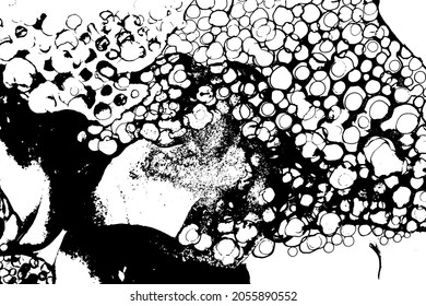 Grunge ink round drops vector texture.