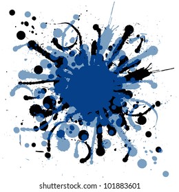 Grunge ink splat background blob.