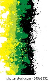 Fondo de salpicadura de tinta gruesa en verde y amarillo