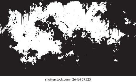 Grunge Ink Splatter Background, Black Abstract Paint Drip Texture on White Canvas