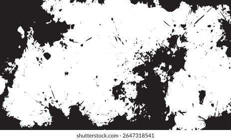 Grunge Ink Splatter Border Texture on White Background for Abstract Design Use