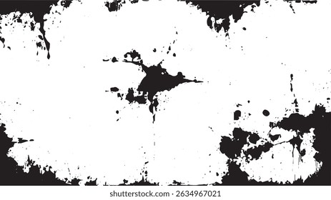 Fondo de marco de salpicadura de tinta Grunge, textura de grunge afligido con manchas de tinta negra