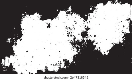 Grunge Ink Splatter Frame with Distressed Texture and Rough Black Border on White Background