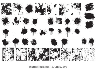 Grunge Ink Splatter and Paint Drip Collection - Distressed Texture Brush Pack