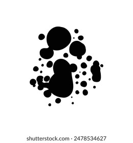 Grunge ink splatter. Splash of paint, spray drop staining and frame with wet paint drop traces vector. Illustration splash and drip design, silhouette blob spray on white background