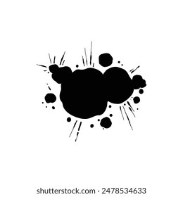 Grunge ink splatter. Splash of paint, spray drop staining and frame with wet paint drop traces vector. Illustration splash and drip design, silhouette blob spray on white background