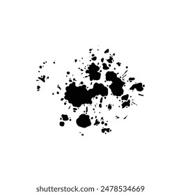 Grunge ink splatter. Splash of paint, spray drop staining and frame with wet paint drop traces vector. Illustration splash and drip design, silhouette blob spray on white background
