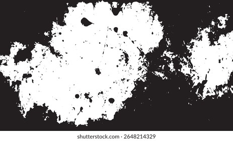 Grunge Ink Splatter Texture with Distressed Border and Blotchy Overlay, Abstract High Contrast Background