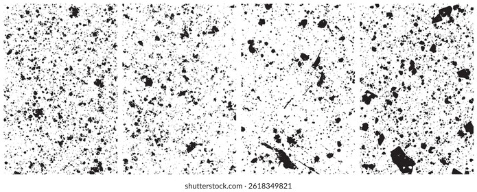 Grunge Ink Splatter Texture Set, Abstract Paint Drops and Dirty Overlay Backgrounds