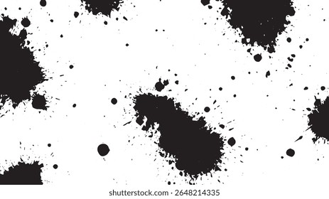 Plano de fundo do vetor de distorção da tinta grunge, manchas de tinta preta e efeitos de espalhamento no branco