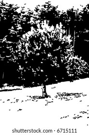 Grunge Ink Style Tree Illustration