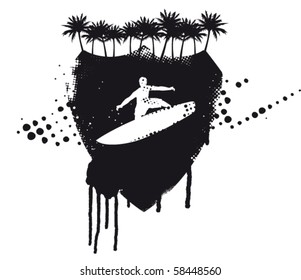 grunge ink surfer palm shield