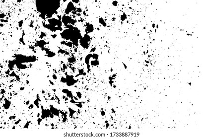 Mano de textura de tinta gruesa cepillado. Resumen de impresión sucia vintage. Ilustración vectorial. Punto negro y silueta sobre papel blanco. Superposición, multiplicar el filtro retro urbano. Fondo de arte expresivo.