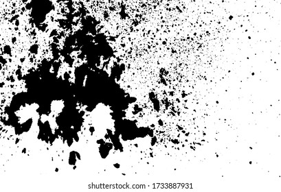 Mano de textura de tinta gruesa cepillado. Resumen de impresión sucia vintage. Ilustración vectorial. Punto negro y silueta sobre papel blanco. Superposición, multiplicar el filtro retro urbano. Arte expresivo con textura de fondo.
