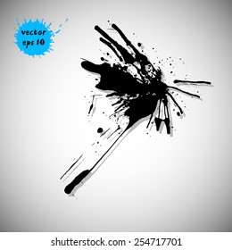 Grunge ink vector element Black tentacle blot.