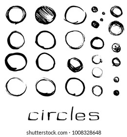 Grunge Inked and Painted Circle vector set 