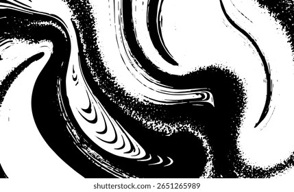 Grunge intertwined texture, threads, lines, wire, veins, monochrome. Grunge old detailed black white texture. Vector background

