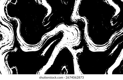 Grunge textura entrelazada, hilos, líneas, alambre, venas, monocromo. Grunge viejo detallado negro textura blanca. Vector de fondo
