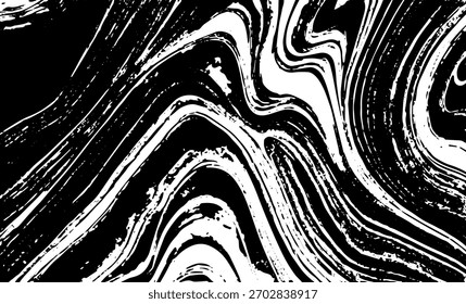 Grunge intertwined texture, threads, lines, wire, veins, monochrome. Grunge old detailed black white texture. Vector background
