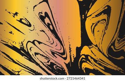 Grunge textura entrelazada, hilos, líneas, alambre, venas. Grunge vieja textura detallada. Vector de fondo. Oro sobre negro