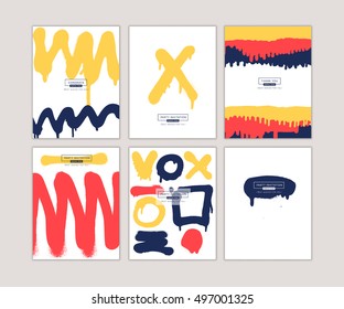 Grunge invitation set, hand drawn artistic  illustration. Template for sail, wedding (save date), Christmas, envelope, valentine, trendy card design for party.
