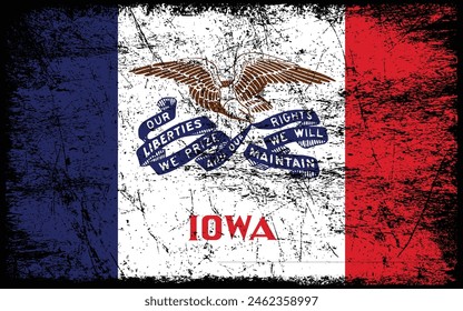 Grunge Iowa flag. Vector flag of Iowa.