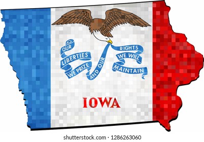 Grunge Iowa map with flag inside - Illustration
