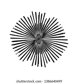 Grunge Isolated burst texture. Distress star ray or Christmas snowflake design element. Festive round banner template. EPS10 vector. 