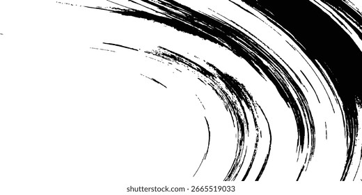 Grunge einzeln auf weißem Hintergrund. Schwarze Grunge-Textur in Vektorgrafik. Malpinsel schwarz Ink Splash auf weißem abstraktem Hintergrund. Abstrakte schwarz-weiße Malstriche Textur.	