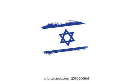 Grunge Israel flag with paint brush textured isolated on white background, Watercolor painting flag—Israel Flag with Brush Concept Vector Illustration.