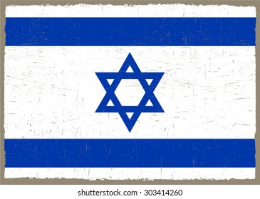 Grunge Israel flag.Israeli flag with grunge texture.Vector template.