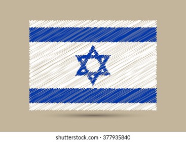 Grunge Israel flag.Scribble Israel flag.Vector illustration.