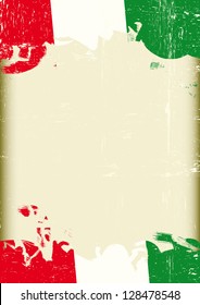 Grunge italian flag. A poster with a large scratched frame and a grunge italian flag for your publicity.