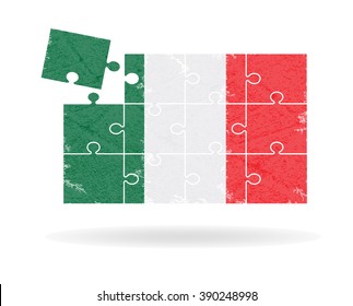 Grunge Italy flag jigsaw ,Vector illustration