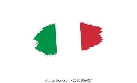 Grunge ITALY flag with paint brush textured isolated on white background, Watercolor painting flag—ITALY Flag with Brush Concept Vector Illustration.