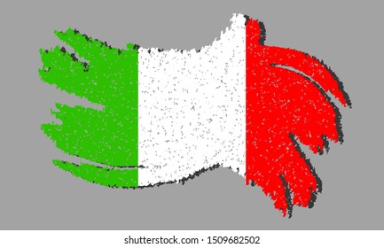 Grunge Italy flag, Italy flag with shadow on isolated background, vector illustration