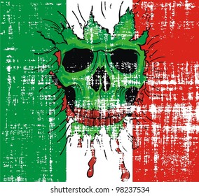 grunge Italy flag and skull